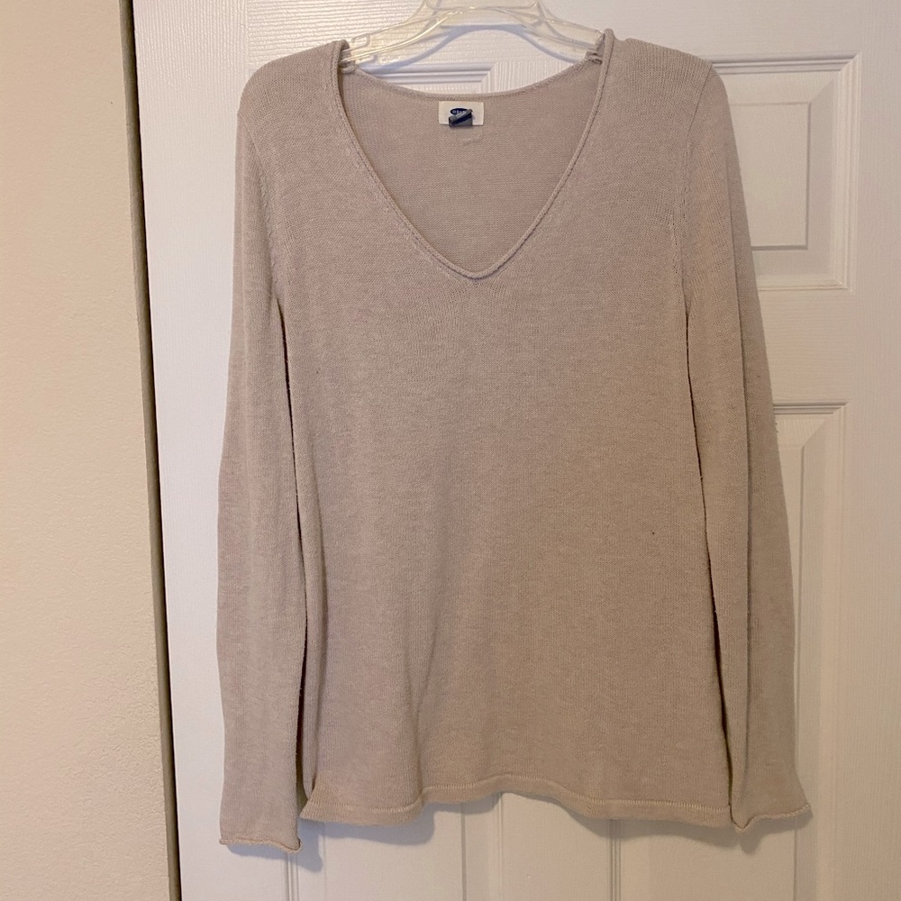 Taupe Vneck Old Navy rolled hems sweater